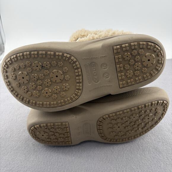Crocs Womens Nadia Faux Fur Sherpa Lined Winder Boots Clogs Size 10 Tan Cream - Picture 10 of 13